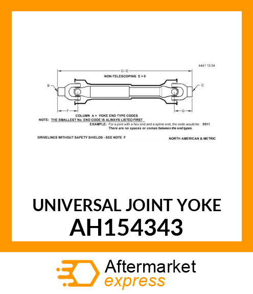 UNIVERSAL JOINT YOKE AH154343