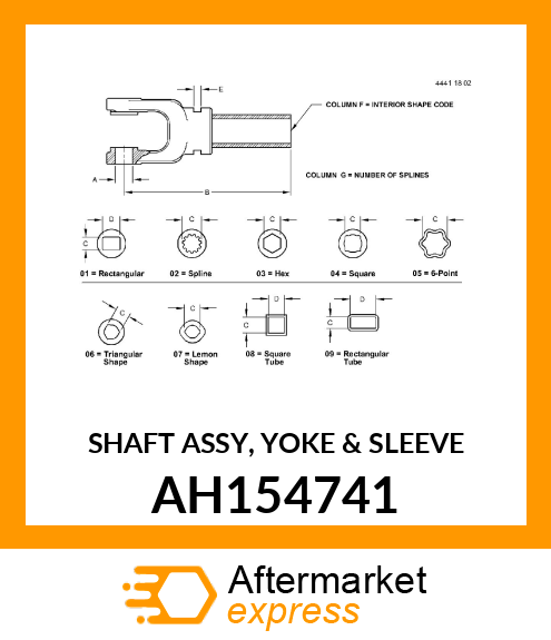 SHAFT ASSY, YOKE amp; SLEEVE AH154741