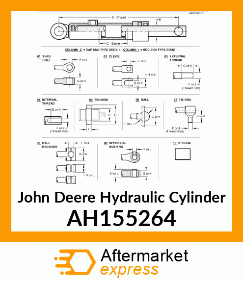 HYDRAULIC CYLINDER, 53.98 AH155264