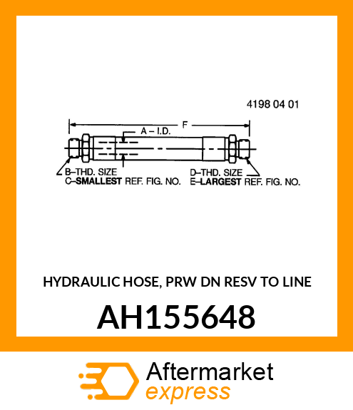 HYDRAULIC HOSE, PRW DN RESV TO LINE AH155648