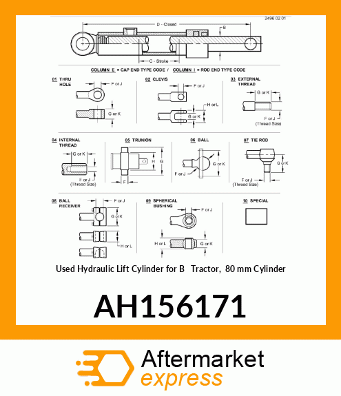 HYDRAULIC CYLINDER, 80 AH156171