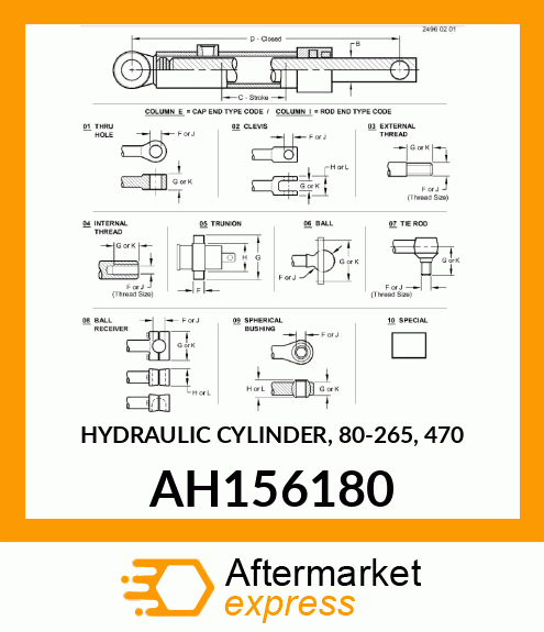 HYDRAULIC CYLINDER, 80 AH156180