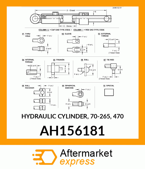 HYDRAULIC CYLINDER, 70 AH156181