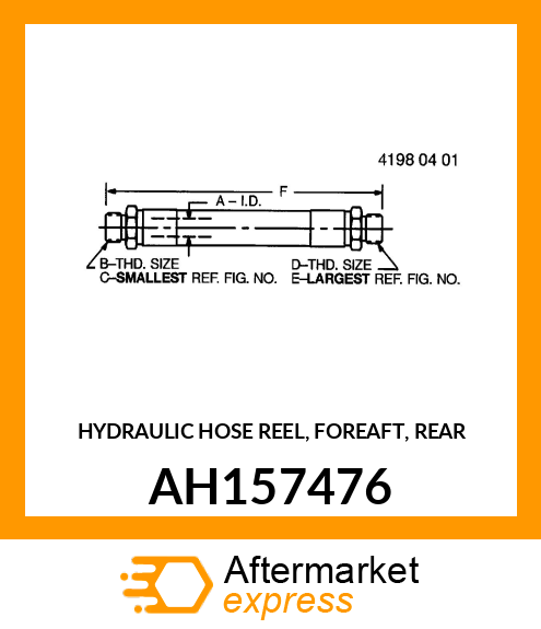 HYDRAULIC HOSE REEL, FOREAFT, REAR AH157476