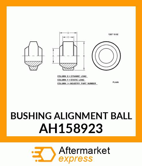 BUSHING ALIGNMENT BALL AH158923