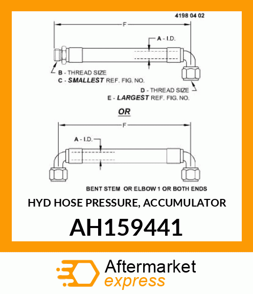 HYD HOSE PRESSURE, ACCUMULATOR AH159441