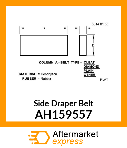 FLAT BELT, BELT ASSY, DRAPER, 930D AH159557