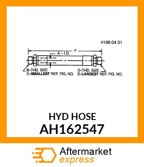 HYD HOSE, PRESSURE, REEL LIFT AH162547