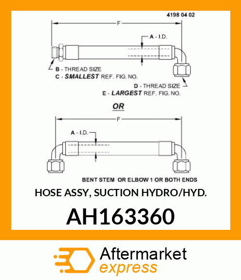 HOSE ASSY, SUCTION HYDRO/HYD. AH163360