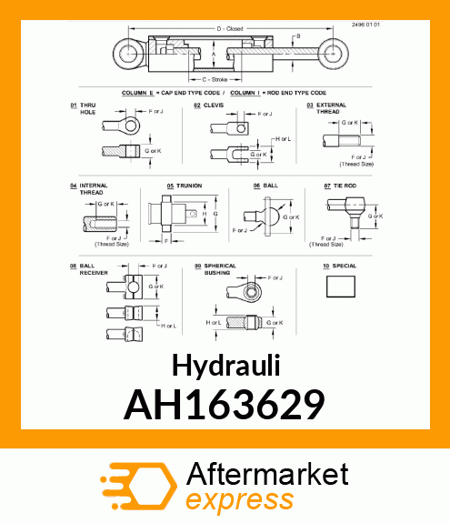 HYDRAULIC CYLINDER, 115X63 (REBUILT) AH163629