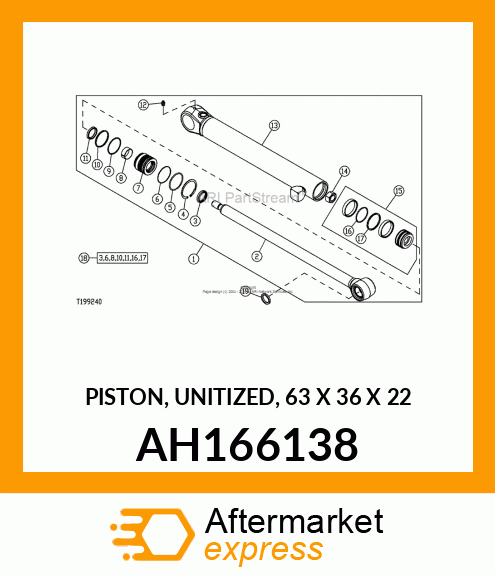 PISTON, UNITIZED, 63 X 36 X 22 AH166138