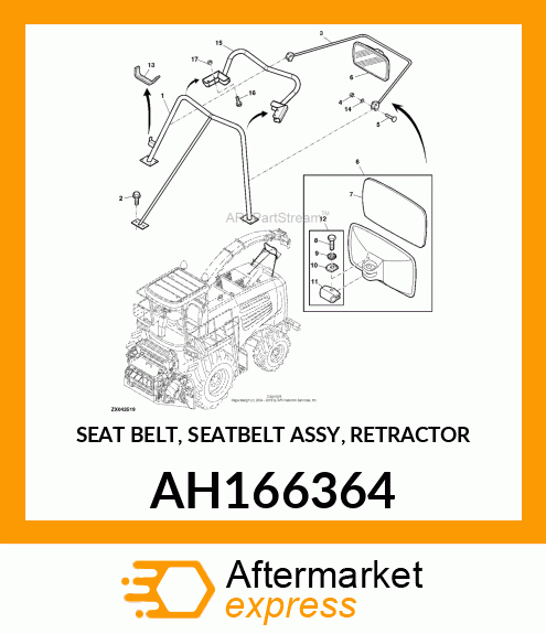 SEAT BELT, SEATBELT ASSY, RETRACTOR AH166364