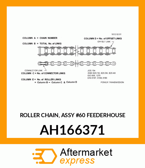 ROLLER CHAIN, ASSY #60 FEEDERHOUSE AH166371