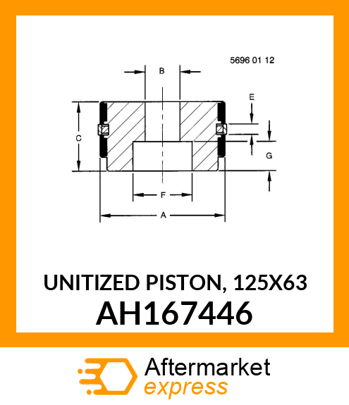 PISTON, UNITIZED, 125 X 63 X 36 AH167446