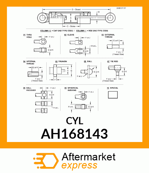 HYDRAULIC CYLINDER, 32X20 AH168143