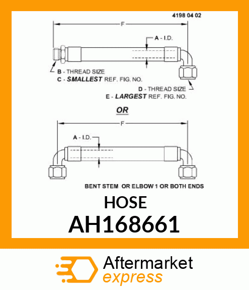 HYD PUMP TO HEADLIFT VLV AH168661