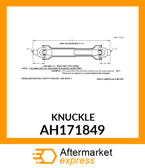 UNIVERSAL JOINT ASSY AH171849