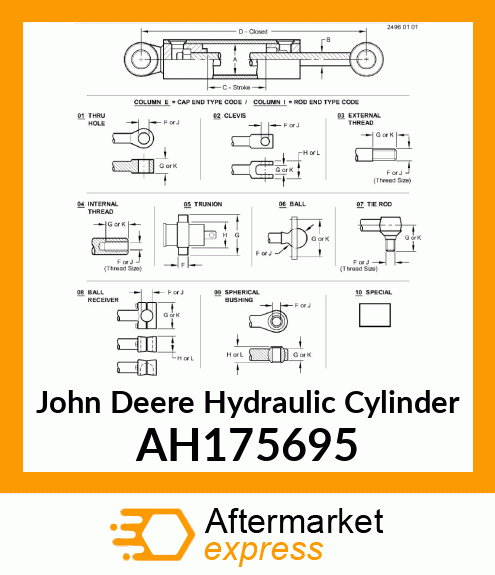 HYDRAULIC CYLINDER, 63.5X36 AH175695