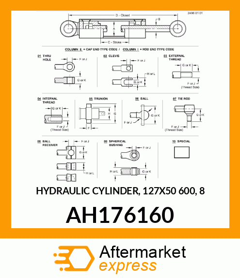 HYDRAULIC CYLINDER, 127X50 AH176160