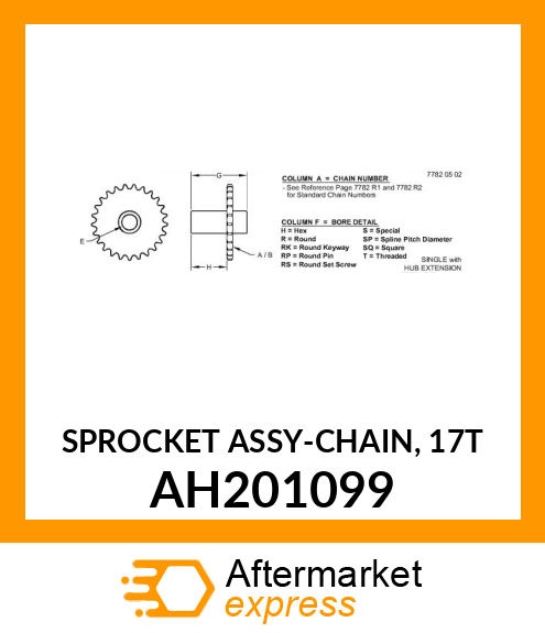 CHAIN SPROCKET, SPROCKET ASSY. AH201099