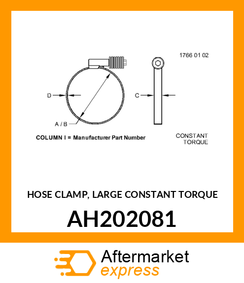 HOSE CLAMP, LARGE CONSTANT TORQUE AH202081