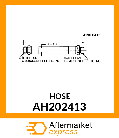HYDRAULIC HOSE,REEL FORE/AFT EXTEND AH202413