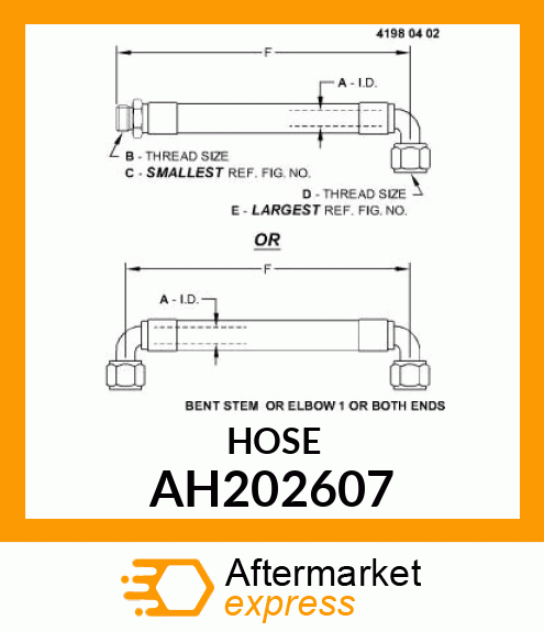 HOSE ASSY, HYDRAULIC,FDRHSE COOLER AH202607