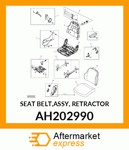 SEAT BELT,ASSY, RETRACTOR AH202990