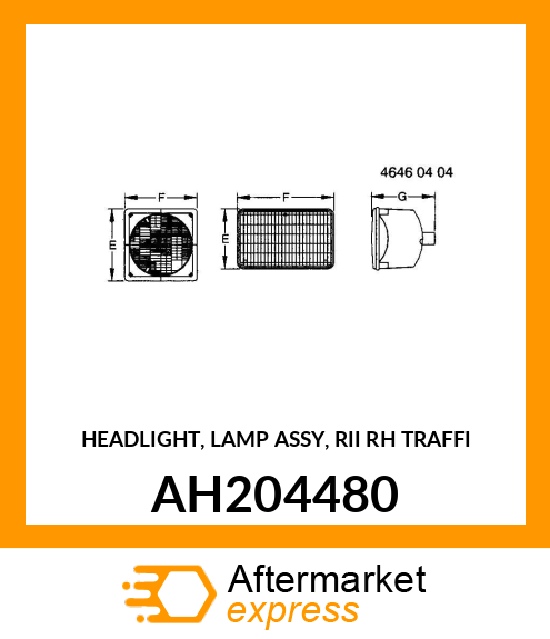 HEADLIGHT, LAMP ASSY, RII RH TRAFFI AH204480