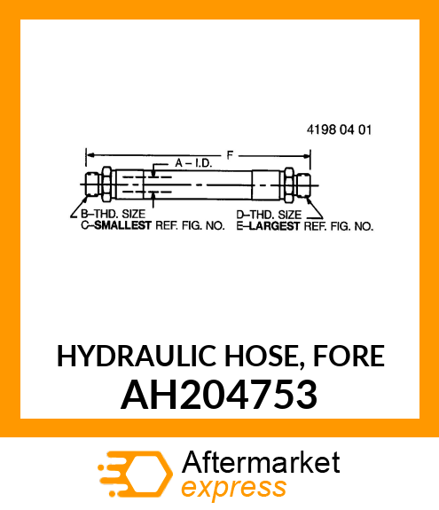 HYDRAULIC HOSE, FORE AH204753