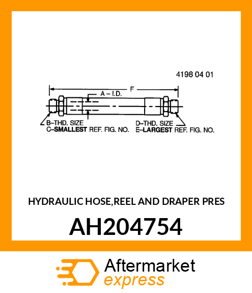 HYDRAULIC HOSE,REEL AND DRAPER PRES AH204754