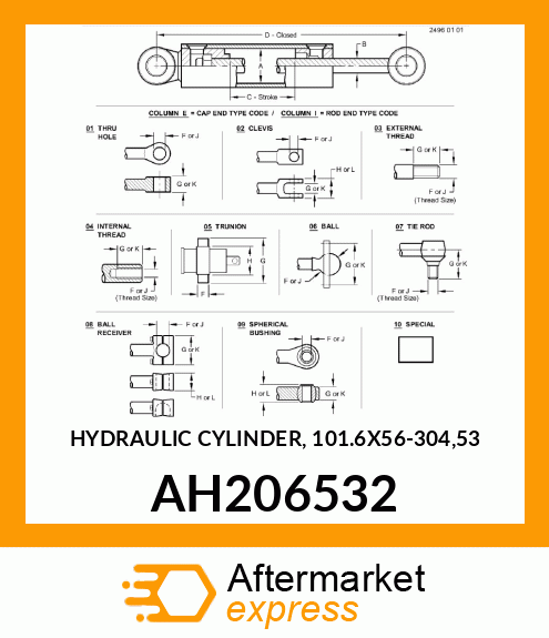 HYDRAULIC CYLINDER, 101.6X56 AH206532