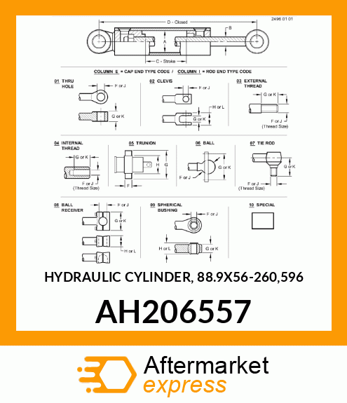 HYDRAULIC CYLINDER, 88.9X56 AH206557