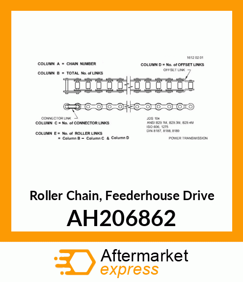 CHAIN,ASSY, NO. 60, 187 LINKS AH206862