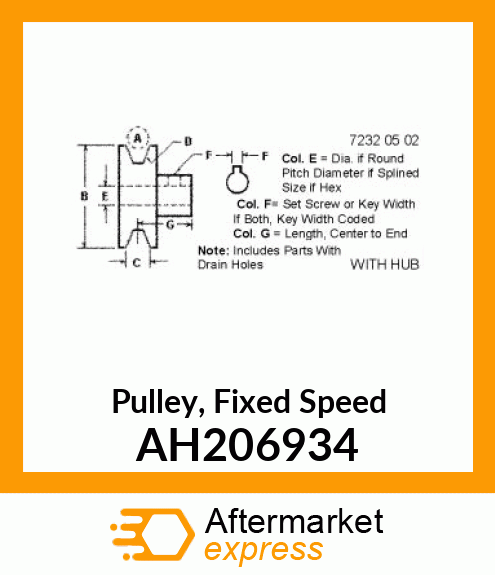 PULLEY ASSY, FXD SPD FDR HSE AH206934