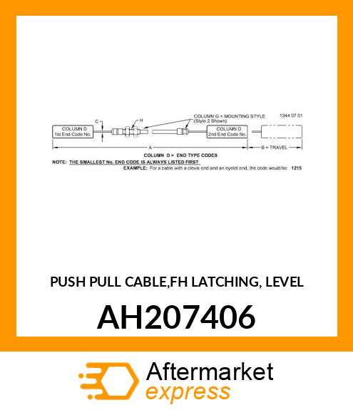 PUSH PULL CABLE,FH LATCHING, LEVEL AH207406