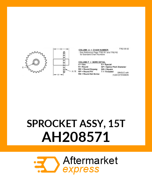SPROCKET ASSY, 15T AH208571