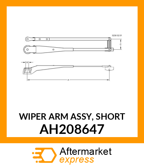 WIPER ARM ASSY, SHORT AH208647