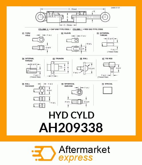 HYDRAULIC CYLINDER, 63 X 36 AH209338