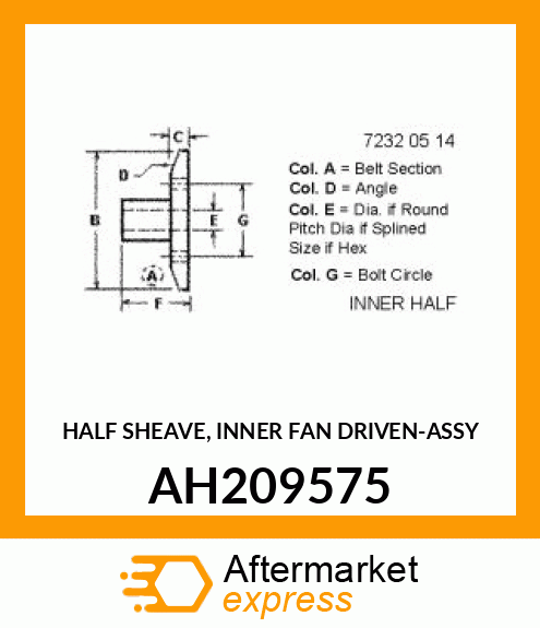 HALF SHEAVE, INNER FAN DRIVEN AH209575