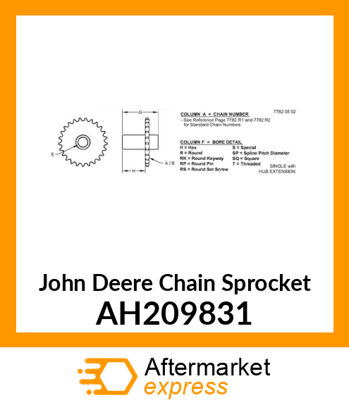 CHAIN SPROCKET, AUGER DRIVEN AH209831