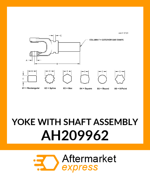 YOKE WITH SHAFT ASSEMBLY AH209962