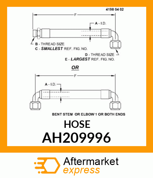 HYDR HOSE, FLEX FLOAT SYST, RH AH209996