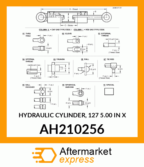 HYDRAULIC CYLINDER, 127 (5.00 IN) X AH210256