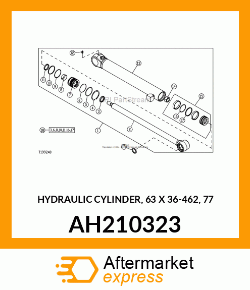 HYDRAULIC CYLINDER, 63 X 36 AH210323