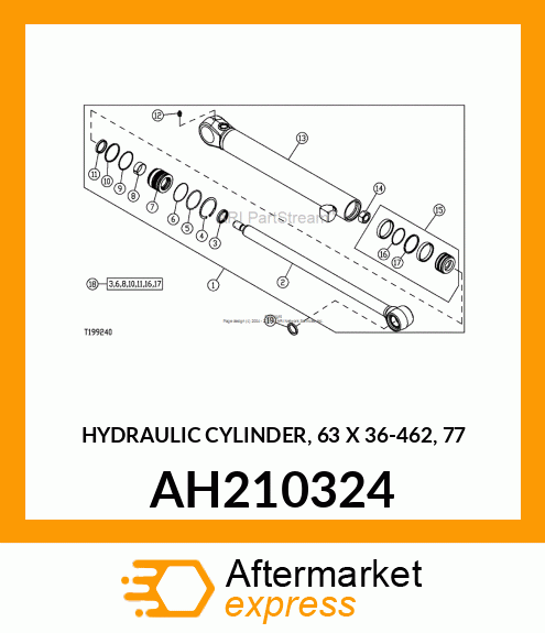 HYDRAULIC CYLINDER, 63 X 36 AH210324