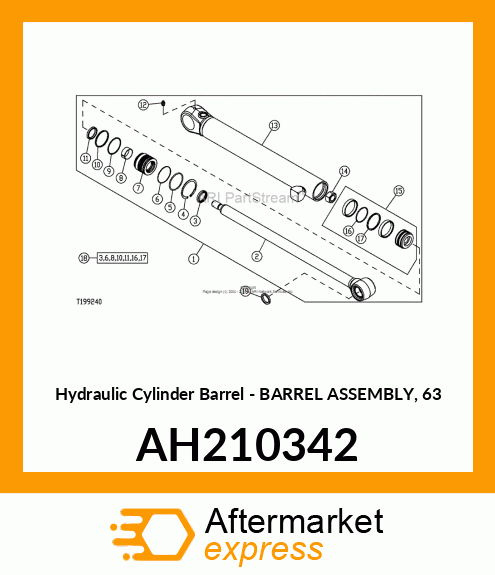 Hydraulic Cylinder Barrel - BARREL ASSEMBLY, 63 AH210342