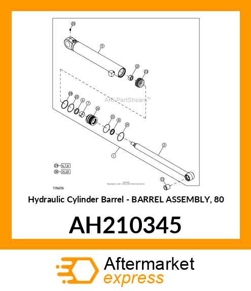 Hydraulic Cylinder Barrel - BARREL ASSEMBLY, 80 AH210345