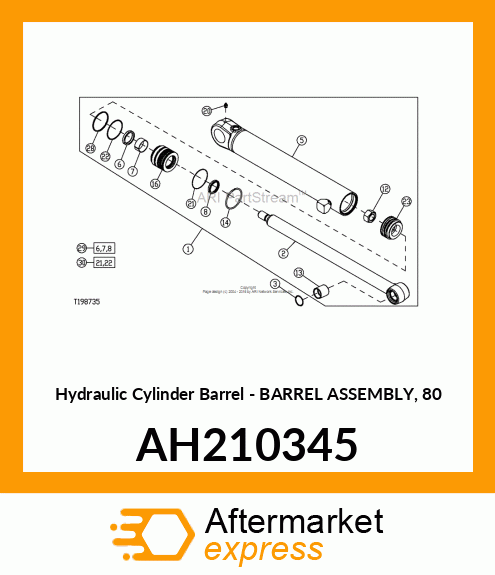 Hydraulic Cylinder Barrel - BARREL ASSEMBLY, 80 AH210345