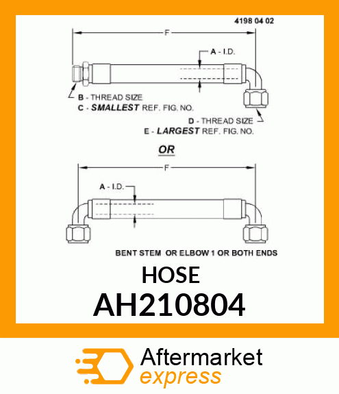 HOSE,FUEL SUPPLY, TANK TO STRAINER AH210804